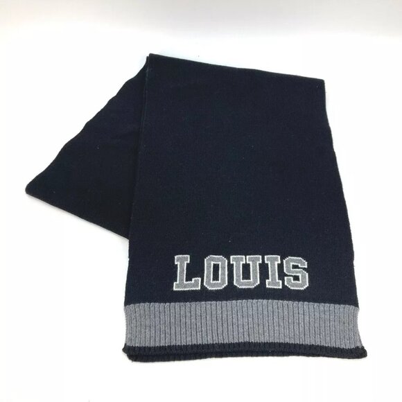 LOUIS VUITTON M71234 Echarpes-Louis logo scarf Scarf wool Black/gray - Picture 1 of 11